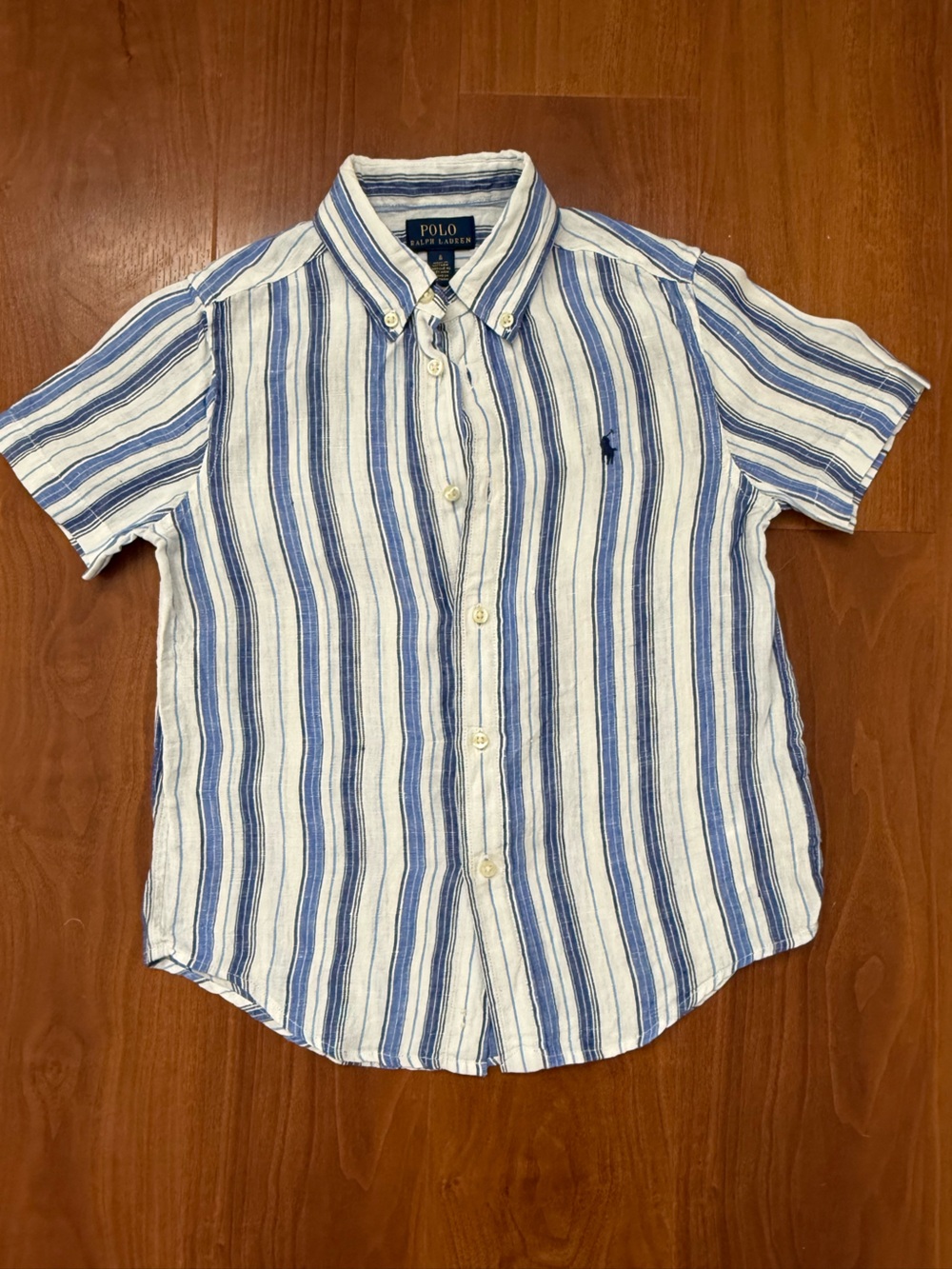 Polo by Ralph Lauren Men's White and Blue Striped Shirt